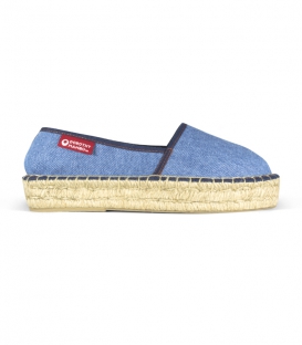 Jeans jute platform sole camping espadrilles for women Handmade in Spain