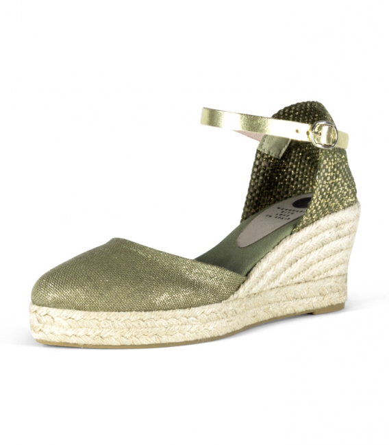 Valencian jute wedge heel espadrilles with metallic buckle for women