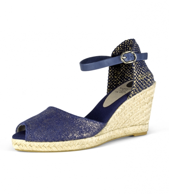 Valencian esparto wedge heel espadrilles with metallic buckle for women